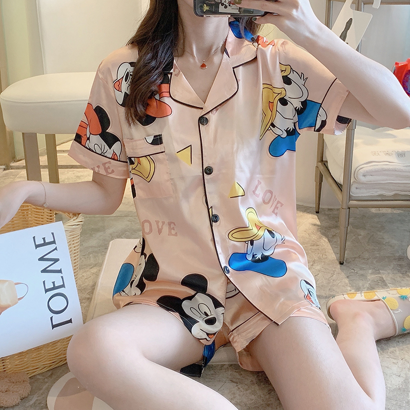 Pijama lụa đùi họa tiết Quảng Châu