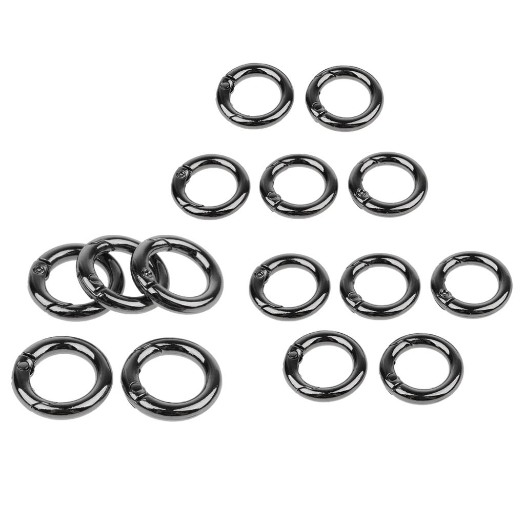 15pcs Zinc Alloy Round Carabiners Spring Buckles Snap Hook Keychain