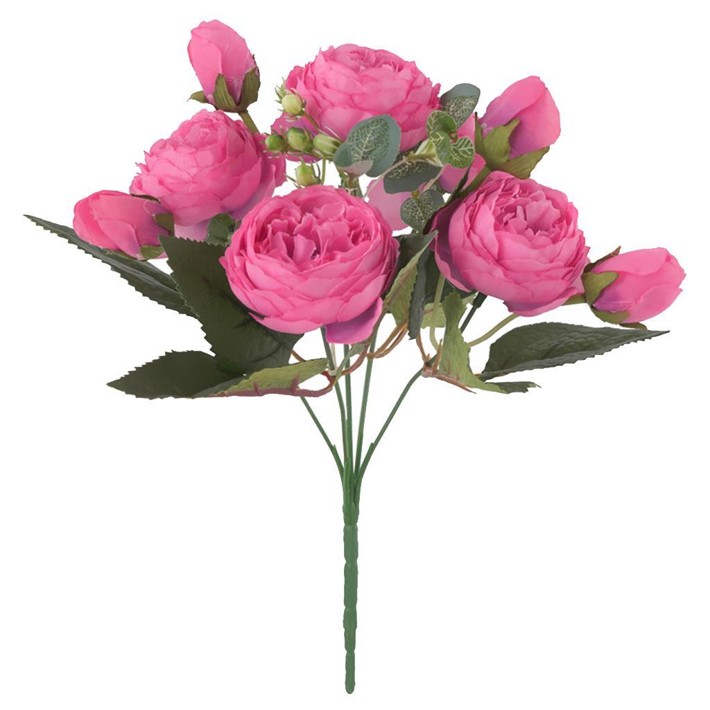 1 Pair Artificial Peony Silk Flower Bouquet for Wedding DIY Home Decoration