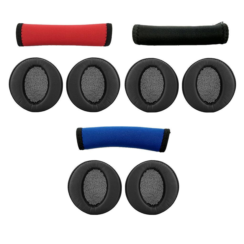 Headphone Sponge Headgear Cover Set For Sony MDR-XB950 XB950BT Black + Black