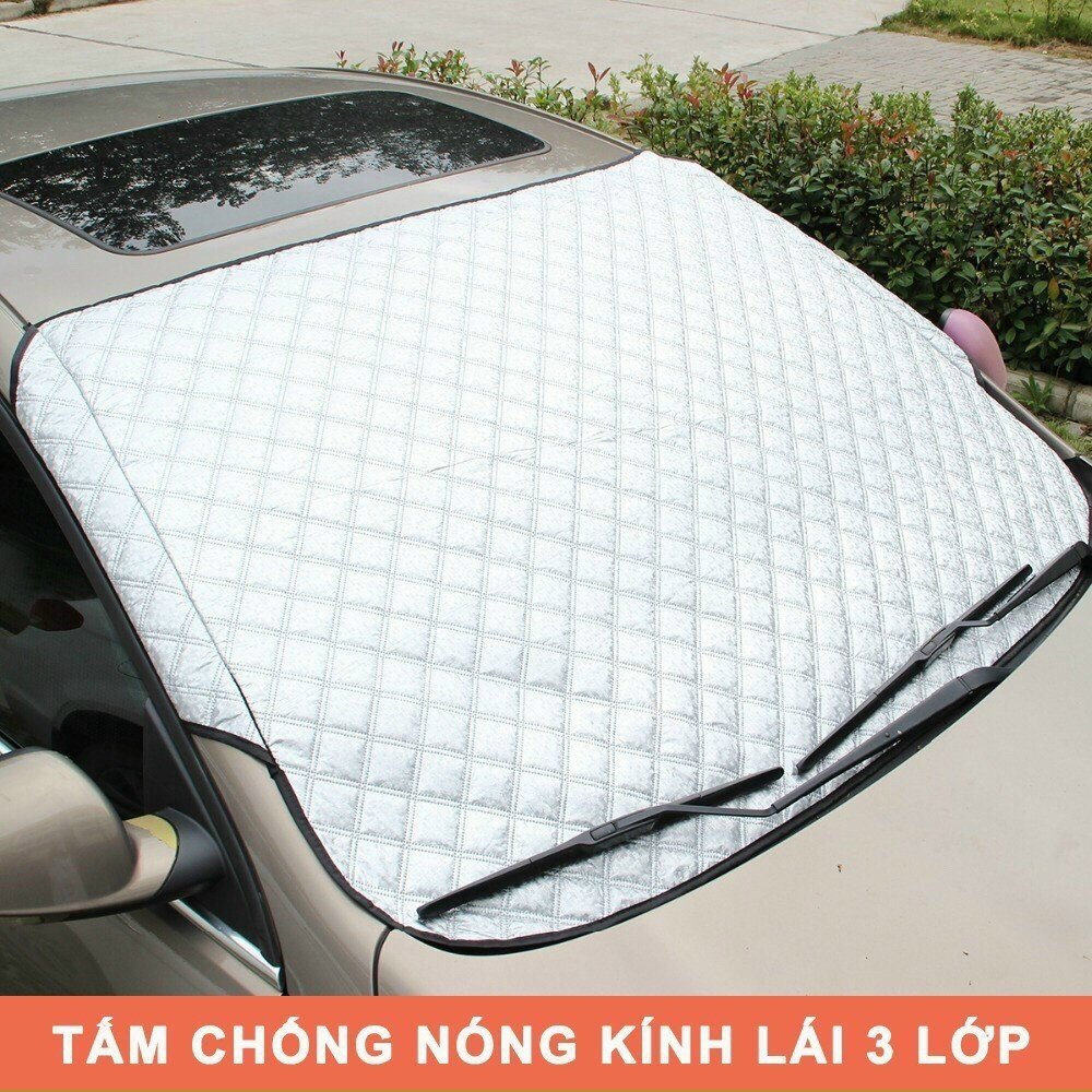 Tấm chắn Nắng kính trước phủ ngoài Ô tô 3 lớp tráng nhôm - Chống nóng và tia UV hàng dầy