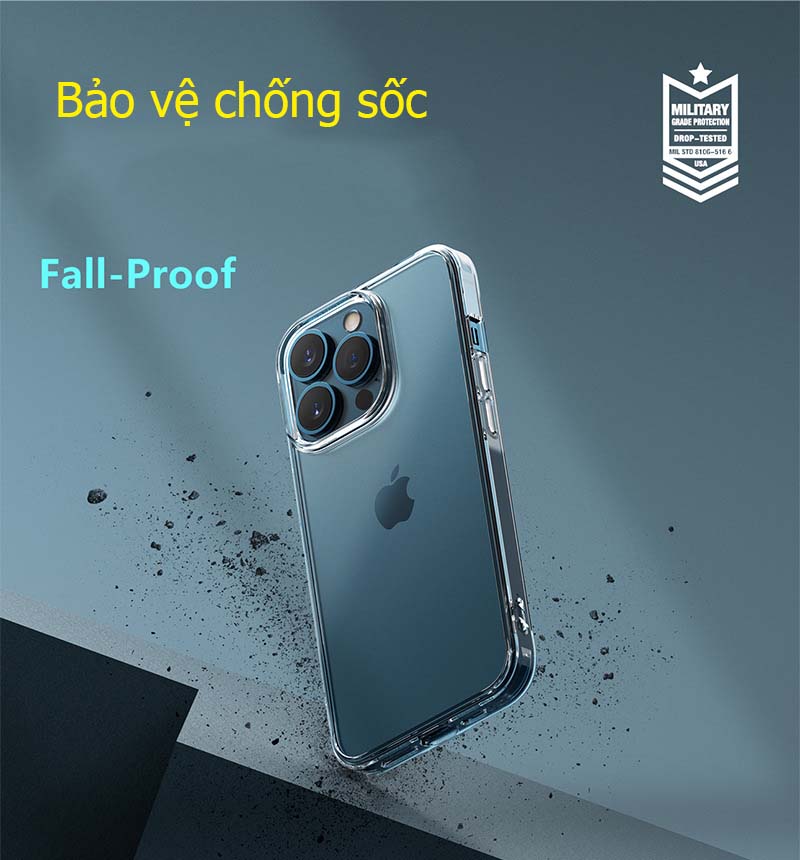 Ốp trong suốt cho iPhone 14 promax/14pro/13 chống sốc - hàng chính hãng