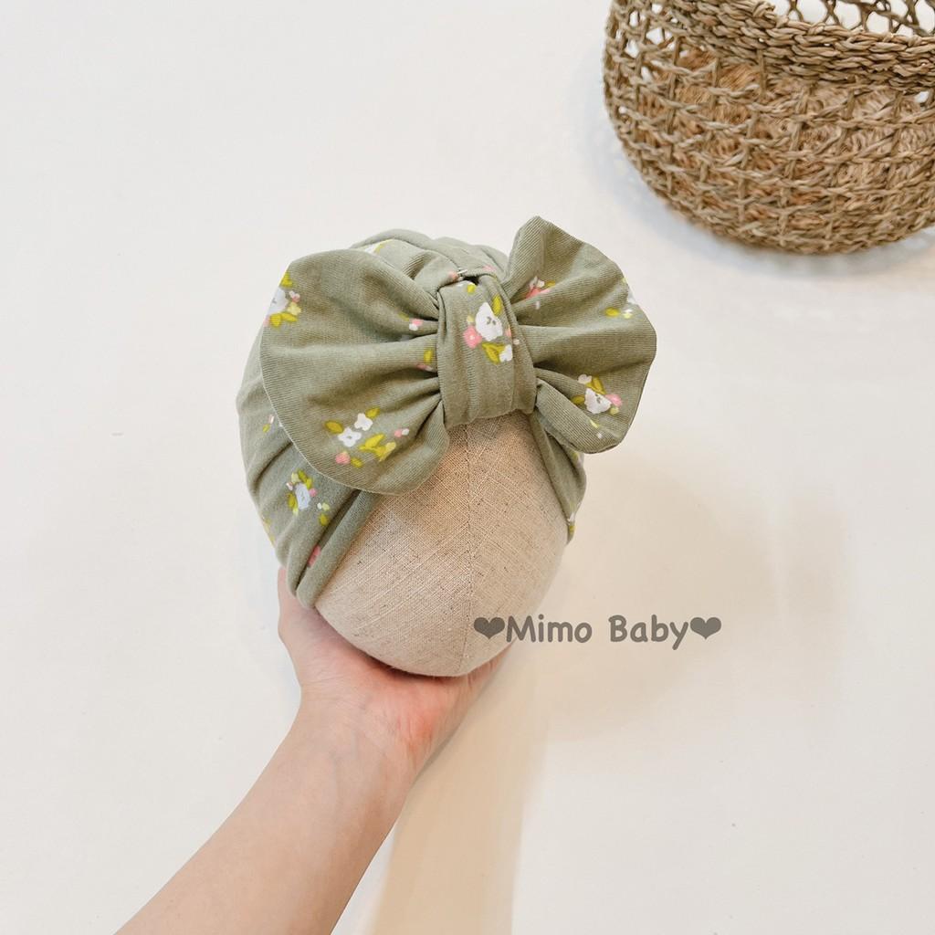 Mũ turban bé gái - Hoa Xanh rêu