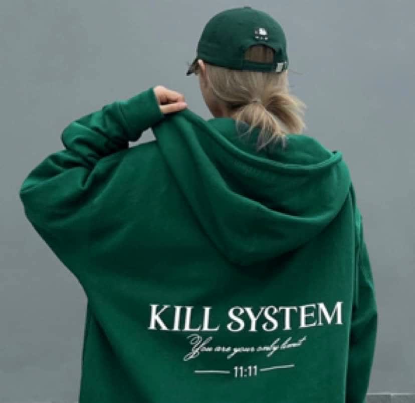 Áo khoác HOODIE nam chất nỉ dày dặn form rộng NÓN 2 LỚP in chữ KILL SYSTEM