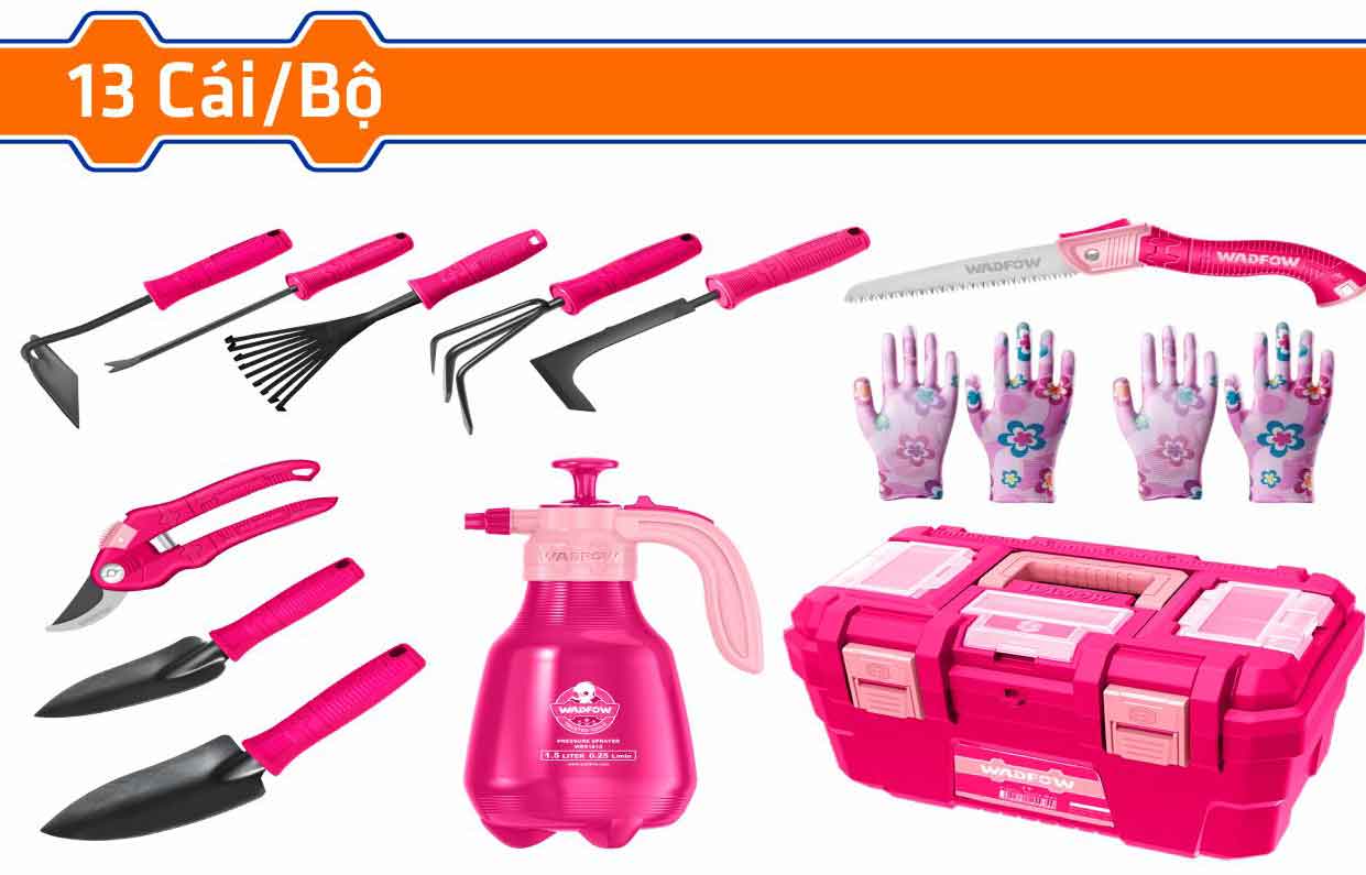 [CHÍNH HÃNG] Bộ 13 món dụng cụ làm vườn (hồng) WADFOW WHS5413
