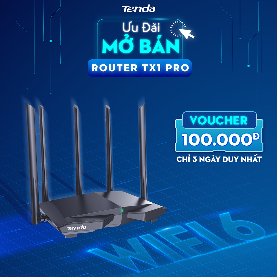 Tenda Thiết bị phát Wifi TX1 Pro Chuẩn Wifi 6 AX1500Mbps - Hàng chính hãng