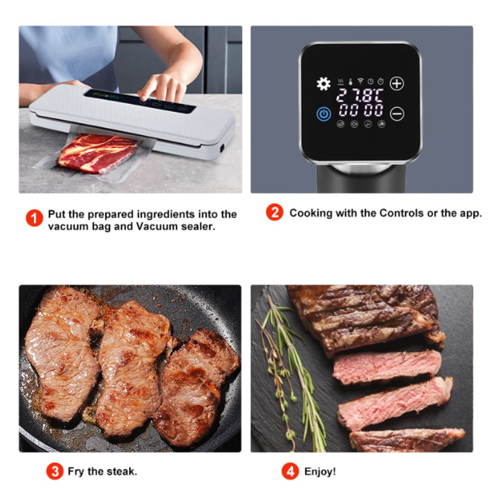 Máy nấu chậm Sous Vide BioloMix SV-9008 màn hình LED điều khiển kết nối qua app điện thoại - Hàng Nhập Khẩu