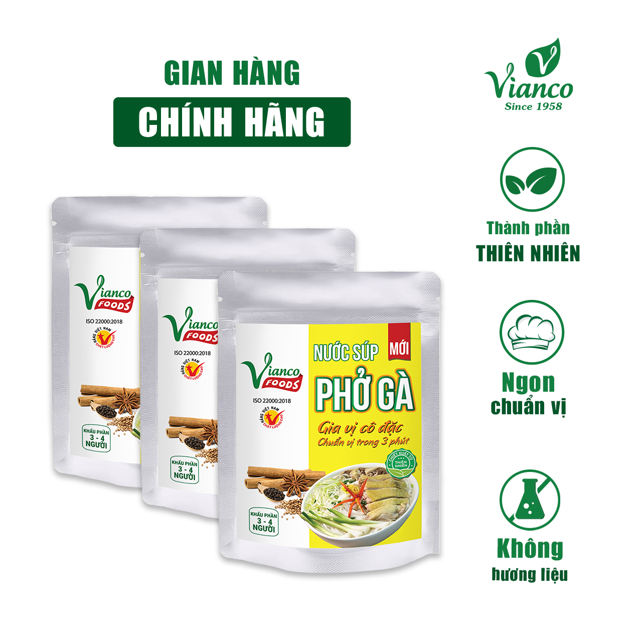 Combo 03 Túi Nước Súp Phở Gà Việt Ấn (200ml/hũ)