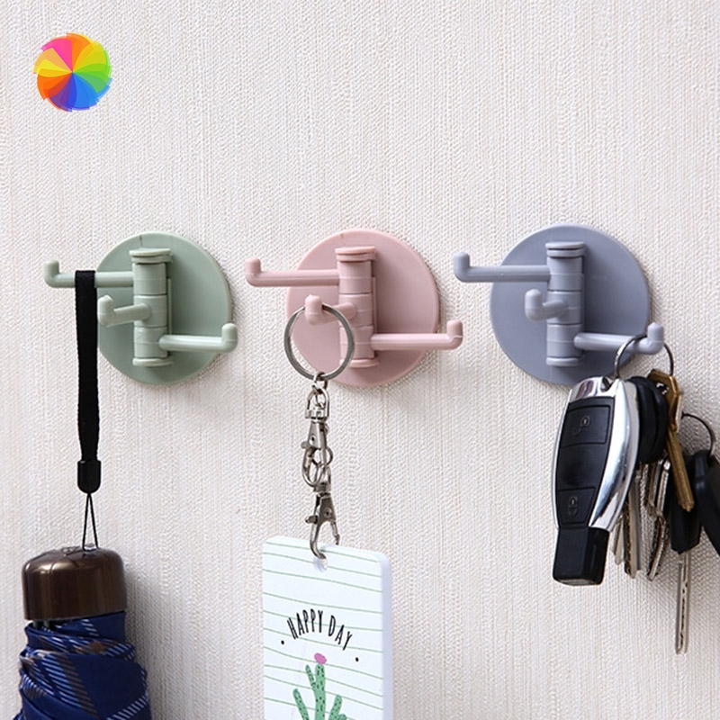[Combo 2] Móc Treo Đồ Dán Tường 3 Chấu Siêu Dính Xoay 180 Độ, Chịu Lực Tốt - HENRYSA