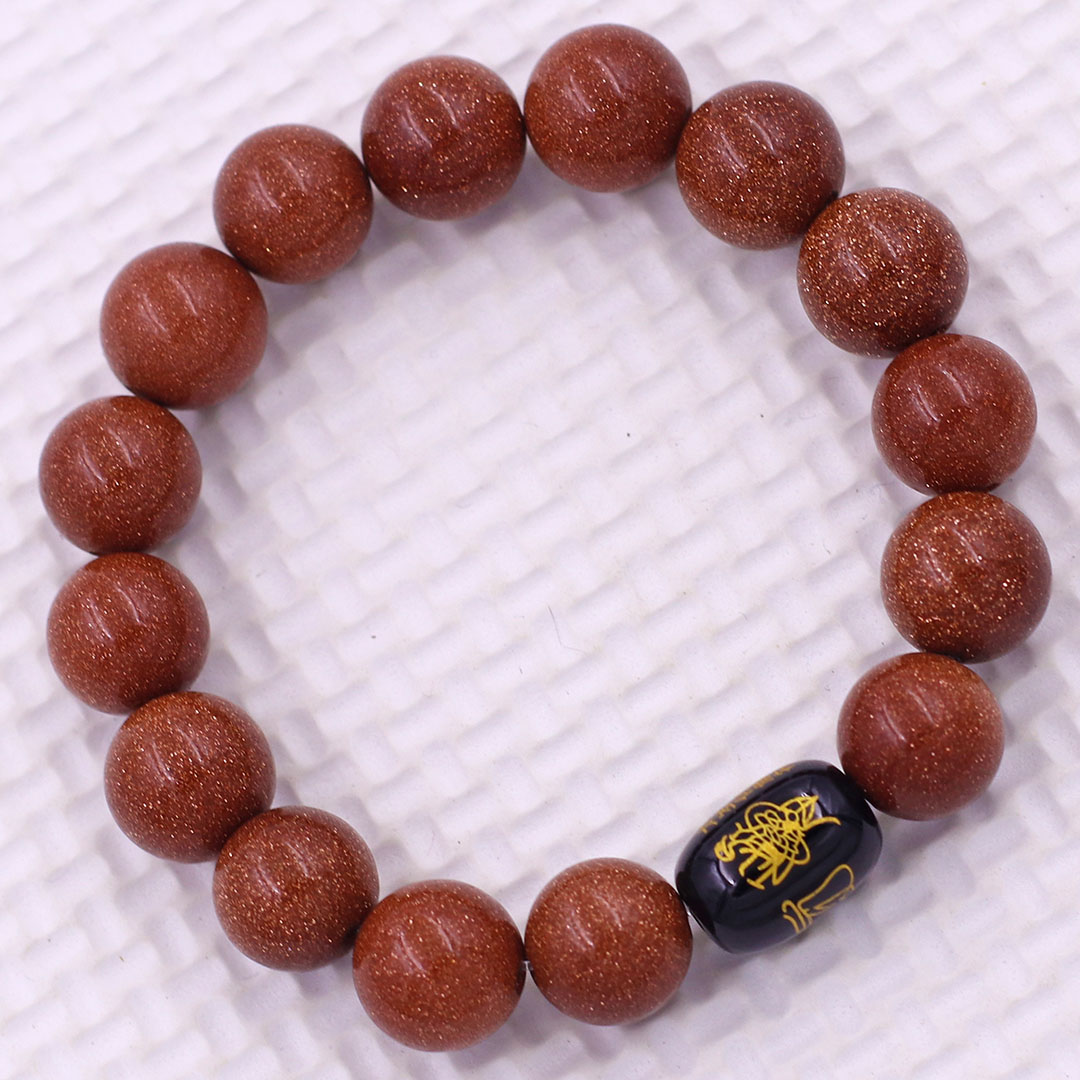 Vòng chuỗi đeo tay đá kim sa cắt giác 10 ly charm hạt giải thái tuế phù, vòng chuỗi phong thủy, giải năm hạn thái tuế