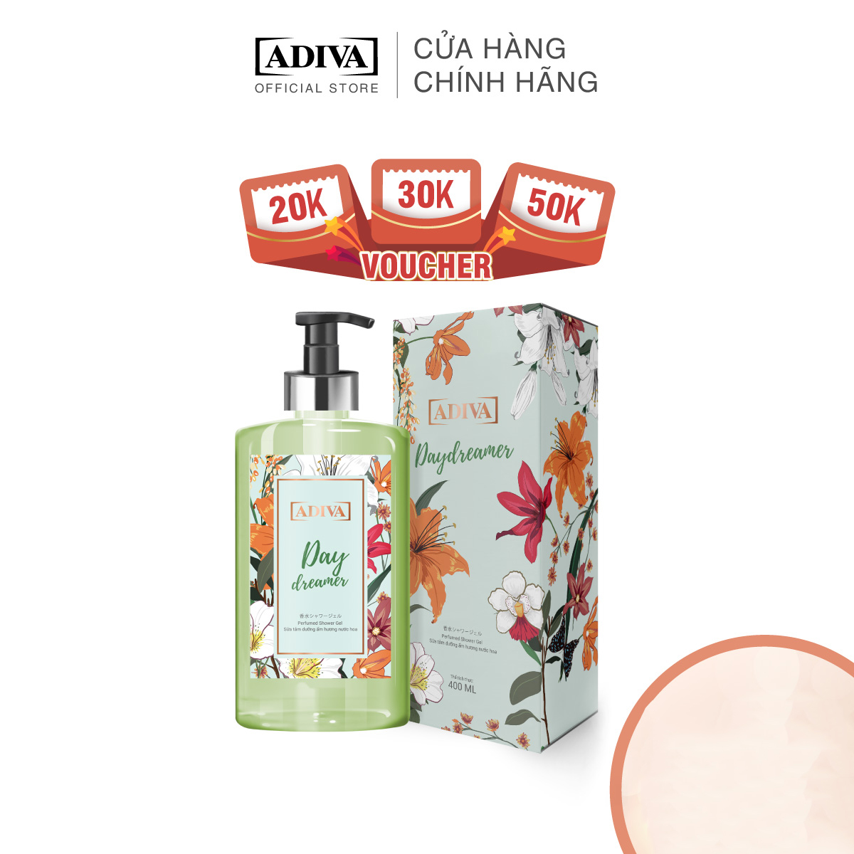 Sữa Tắm Dưỡng Ẩm  Hương Nước Hoa ADIVA Day Dreamer 400ml