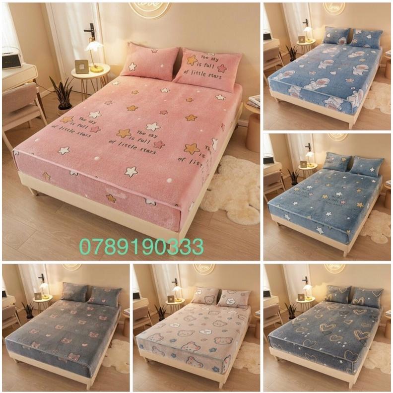 BỘ GA GỐI NỈ SỮA BO CHUN BỌC ĐỆM