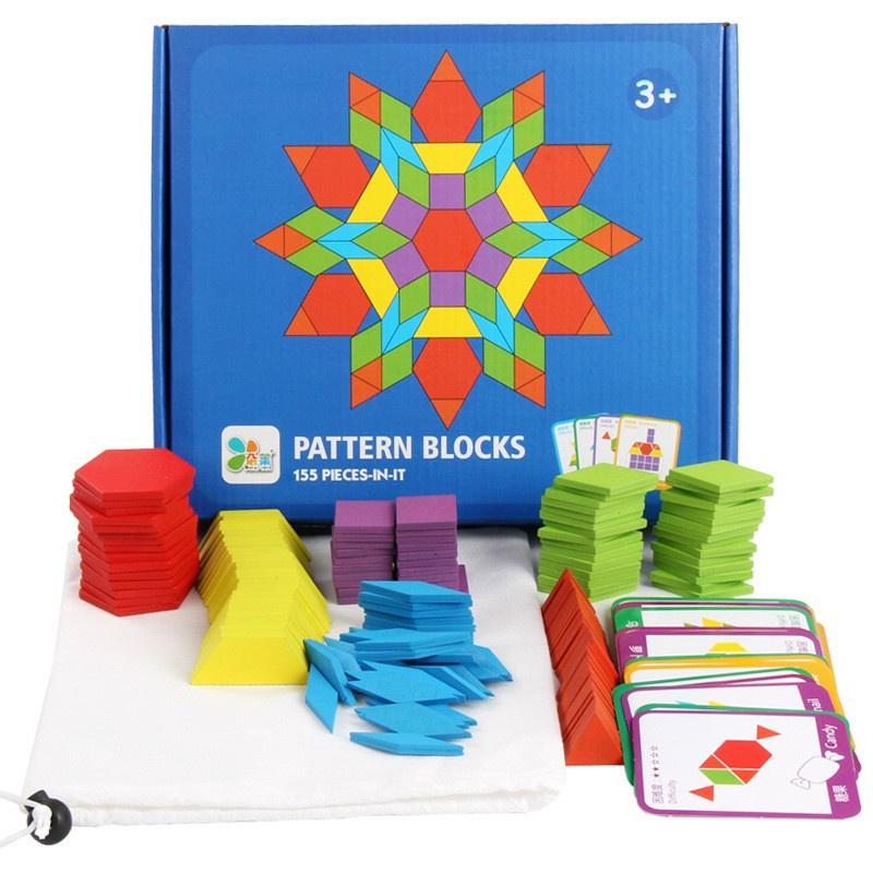 Ghép hình Pattern Block Montessori 155 chi tiết cho bé sáng tạo - Đồ chơi ghép hình Tangram