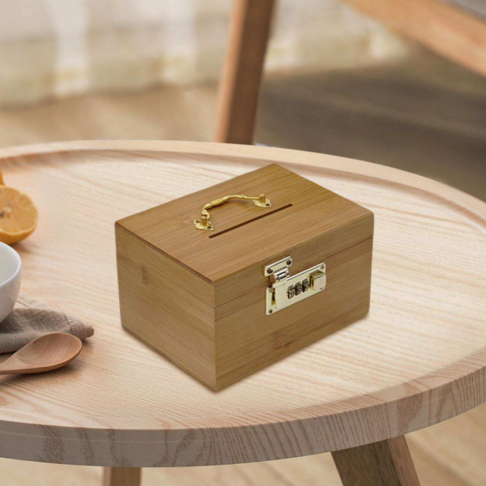 Wood Money Box Decoration Retro Keepsake Wooden Tea Box Wood Storage Organizer Box Jewelry Storage Case for Multipurpose Kids & Adults Gift