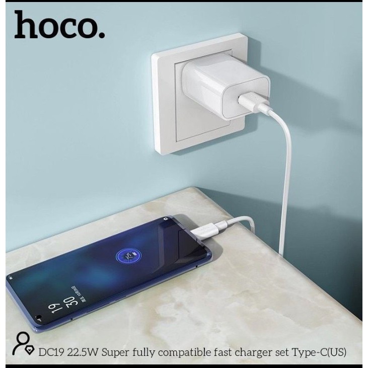 Bộ sạc nhanh Hoco nx19 vooc kèm cáp type c qc 3.0 pd 22,5w - củ sạc kèm dây sạc cho samsung huawei,... - hàng chính hãng