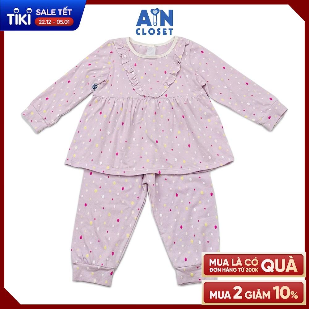 Bộ quần áo dài bé gái họa tiết Giọt Nước Tím thun cotton - AICDBGZNTFZP - AIN Closet