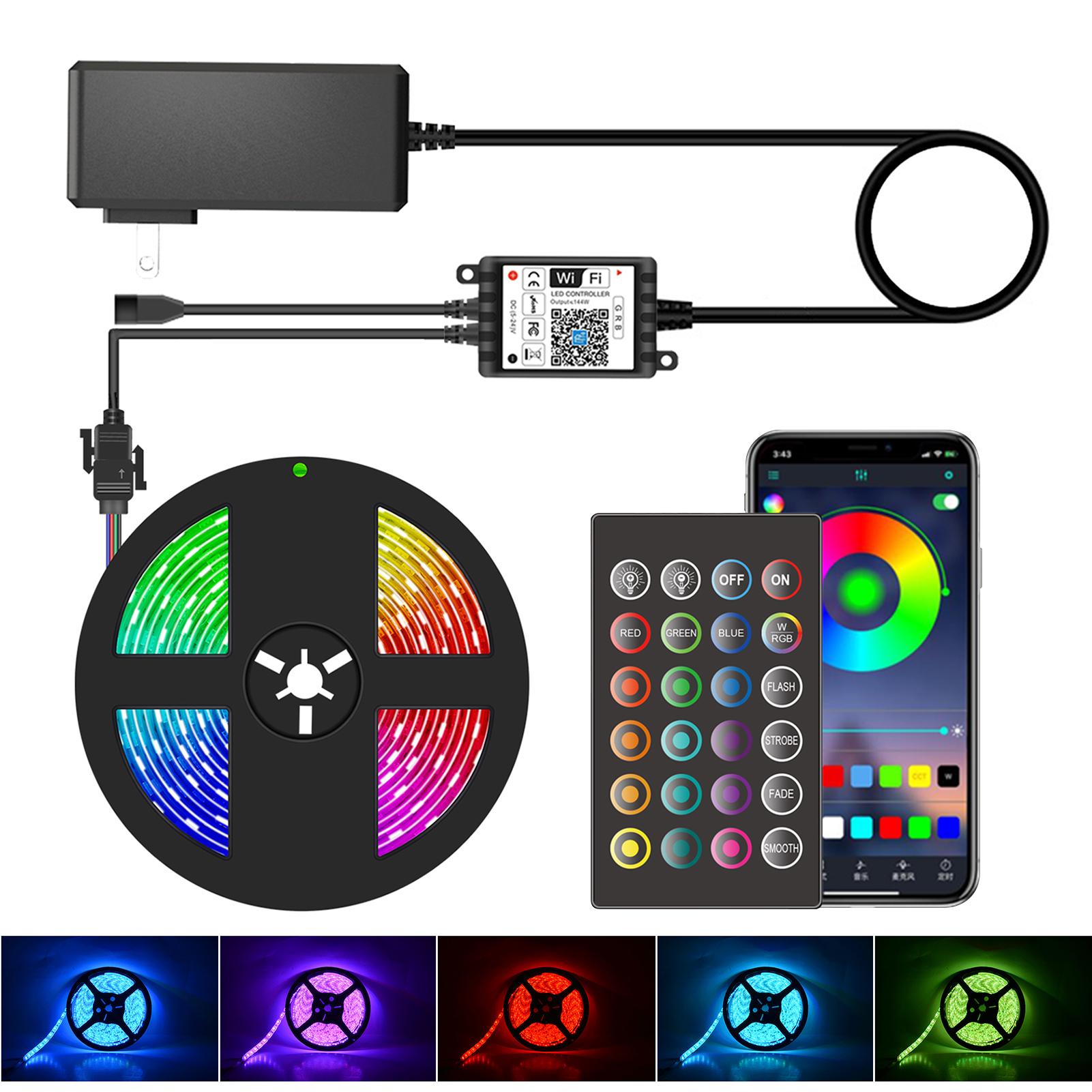 Dải Đèn LED Wi-Fi RGB LED 16,4ft 150 hỗ trợ điều khiển 16 triệu màu bằng app smarrt life và giọng nói