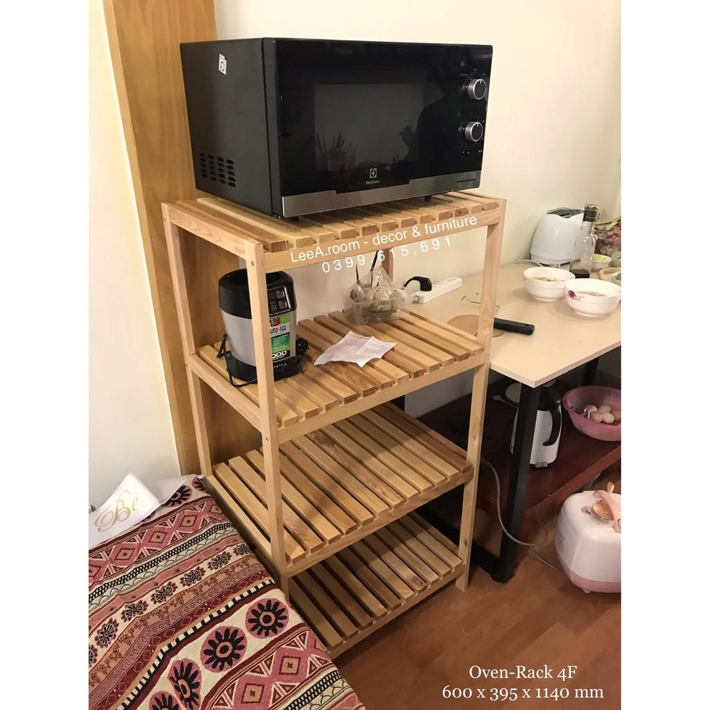 Kệ Lò Vi Sóng 4 Tầng Bằng Gỗ Tần Bì Cao Cấp / Oven-Rack 4f
