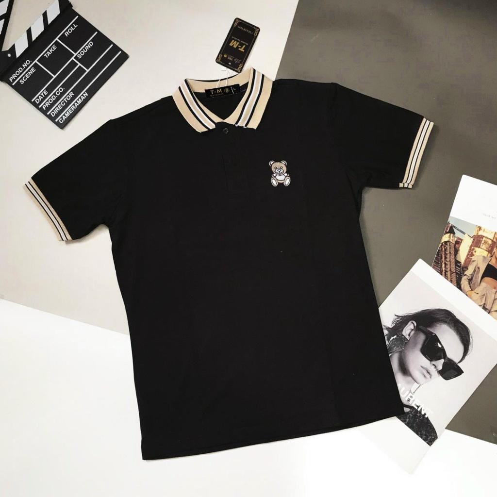 Áo Thun Nam Ngắn Tay, Chất Cotton, Phối Tay Đỏ Co Giãn 4 Chiều.