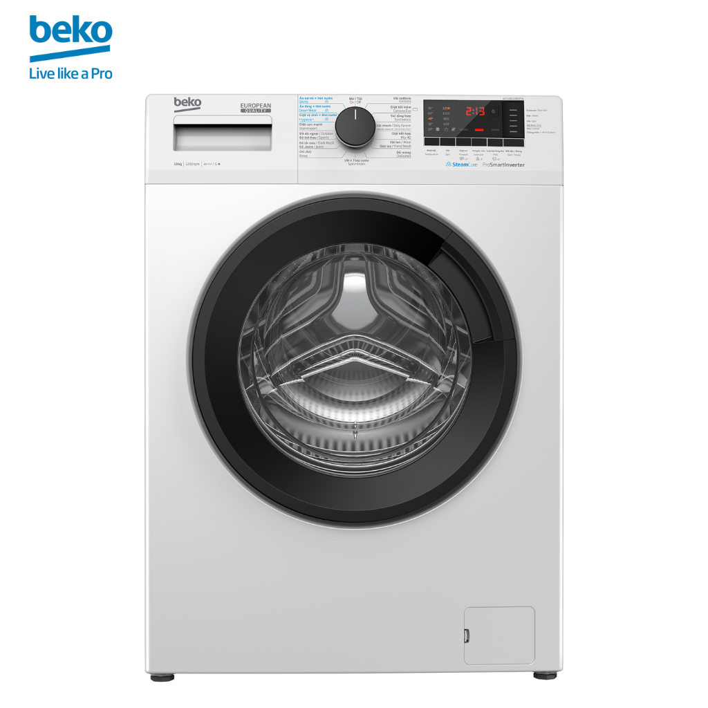 Máy Giặt Cửa Trước 10Kg Beko Chế Độ Giặt Hơi Nước, Tiết Kiệm Điện, Chống Nhăn Quần Áo - WCV10614XB0STW - Hàng Chính Hãng