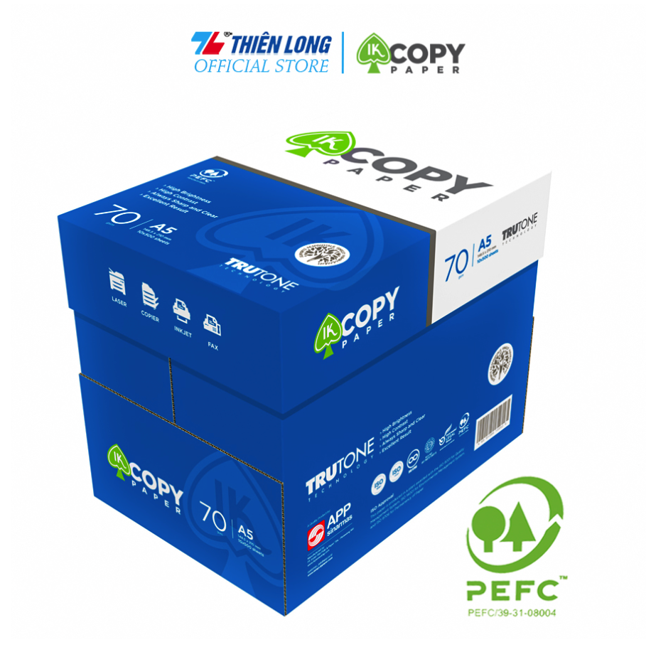 Combo 5 Ream giấy A5 70 gsm IK Copy - Hàng nhập khẩu Indonesia