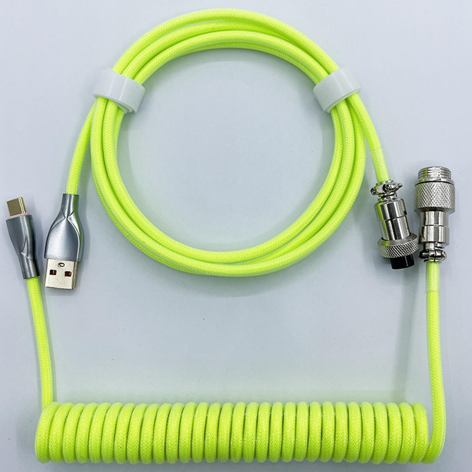 1.8M USB Coiled Cable Wire TPU Metal Keyboard Cable USB3.0 to Type C for Mechanical Keyboard Speaker