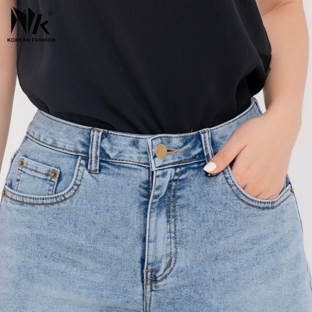 Quần Sooc Thiết Kế Nữ NK FASHION Dáng Basic Cạp Khuy Túi Chéo, Chất Jeans Cao Cấp Chống Nhăn Xù NKFQU2104015