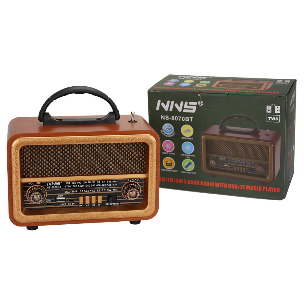 Đài FM Bluetooth5.0/USB/TF DC-1800BT Đài phát thanh cổ điển Sang trọng -Fm Am Sw 3 băng tần với USB Sd Tf Mp3 Radio vân gỗ-Hàng Chính Hãng