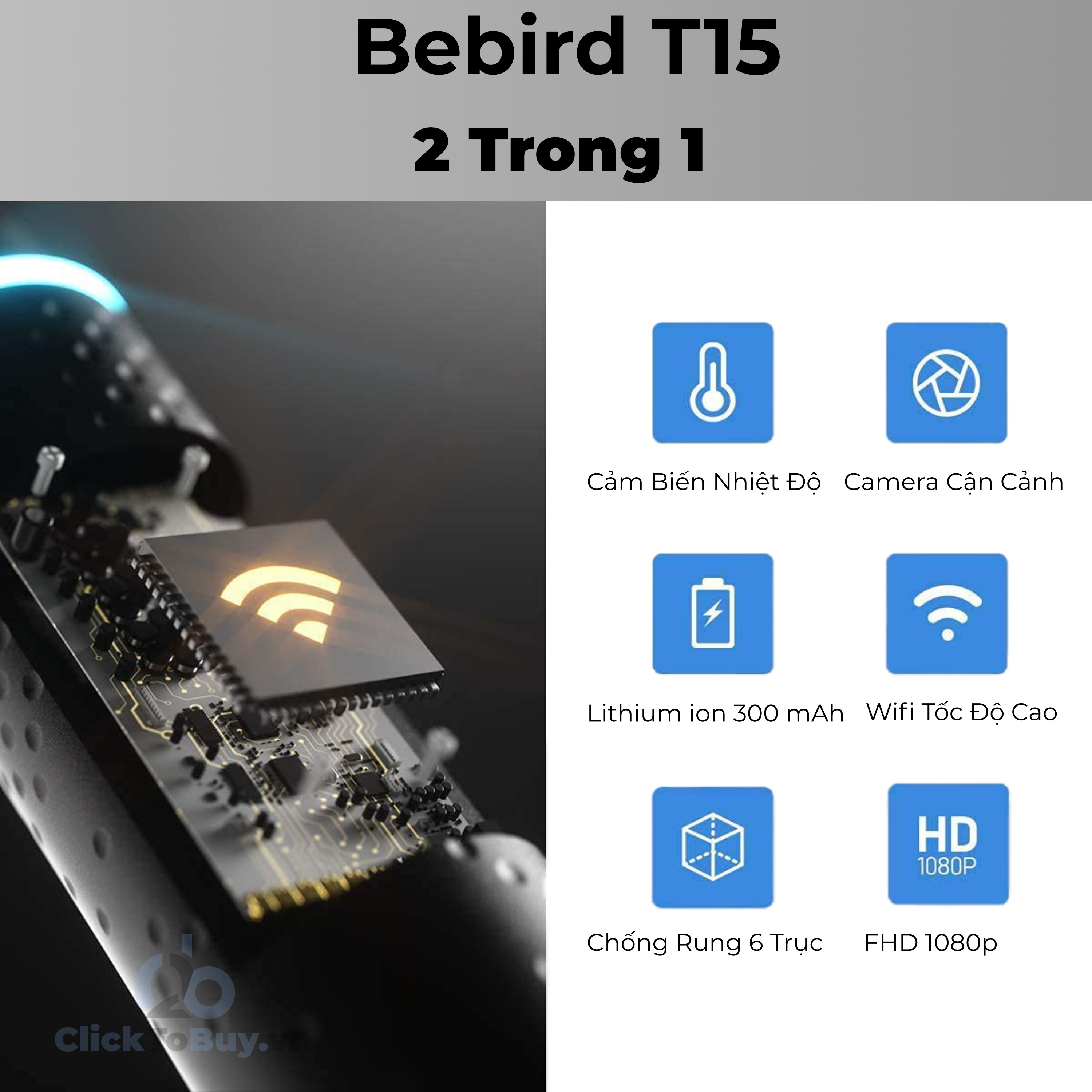 Ngoáy Tai Thông Minh Bebird T15 - Máy ngoáy tai kèm camera, phiên bản cải tiến với tính năng nặn mụn