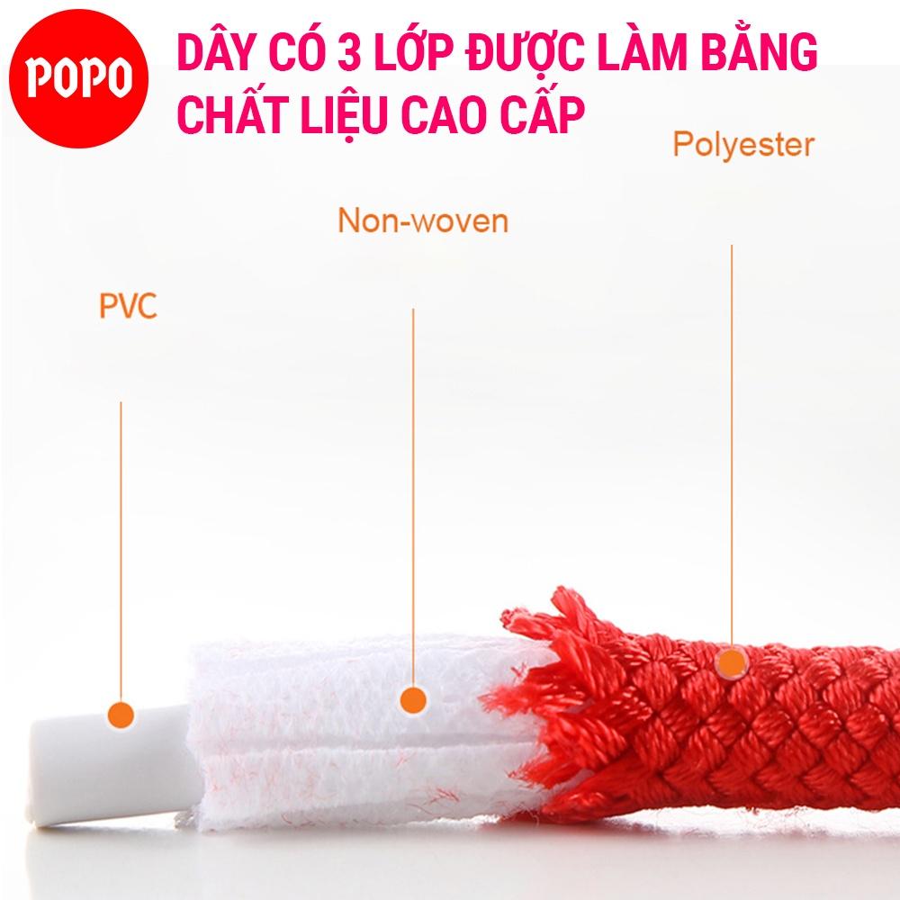 Dây nhảy thể lực chất liệu PVC bọc vải giảm tiếng ồn, dây nhảy giảm cân dài 3m tặng kèm túi đựng cao cấp TS63 POPO