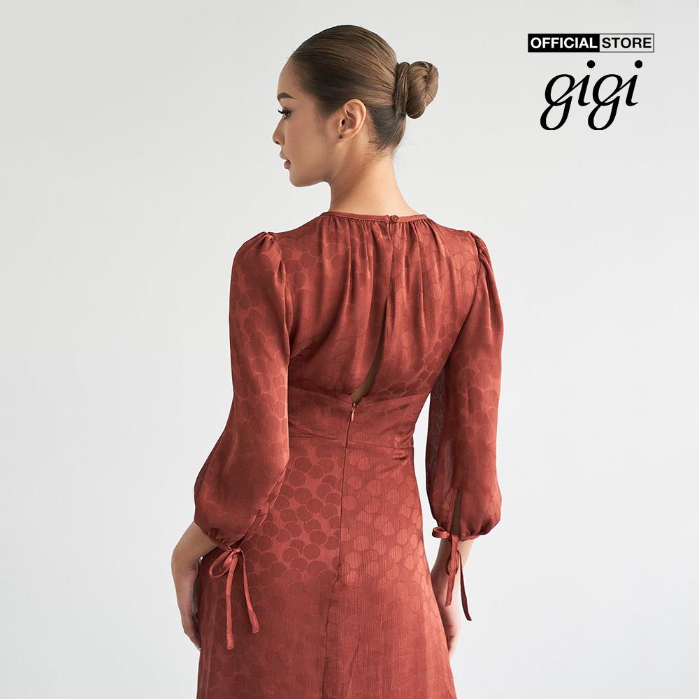 GIGI - Đầm midi tay lỡ cổ tròn dáng xòe nhẹ nữ tính G2102D222158