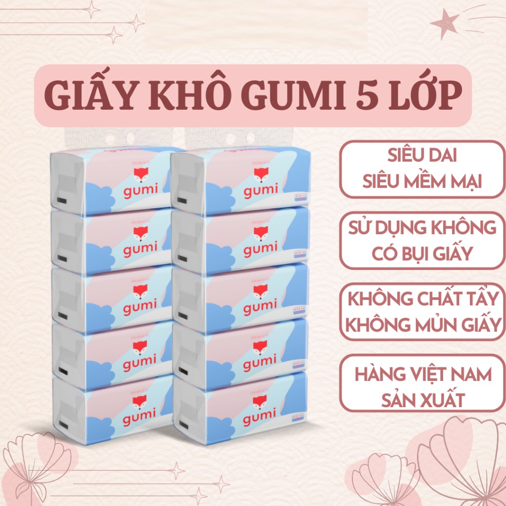 Bịch 5 Gói Giấy Ăn, Giấy Ăn Rút Gumi, Khăn Giấy Cao Cấp 5 Lớp, Giấy Ăn Cao Cấp, Hàng Việt Nam Chất Lượng Cao