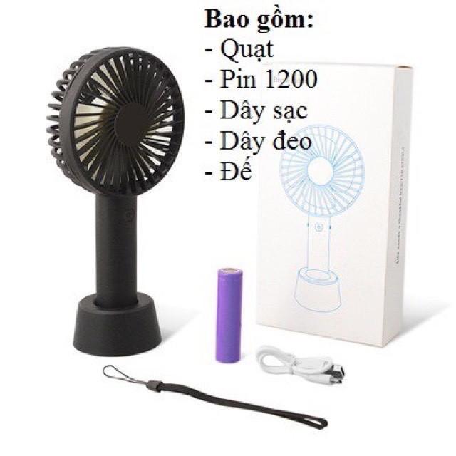 Quạt mini tích điện cầm tay có đế để bàn 3 tốc độ gió N9
