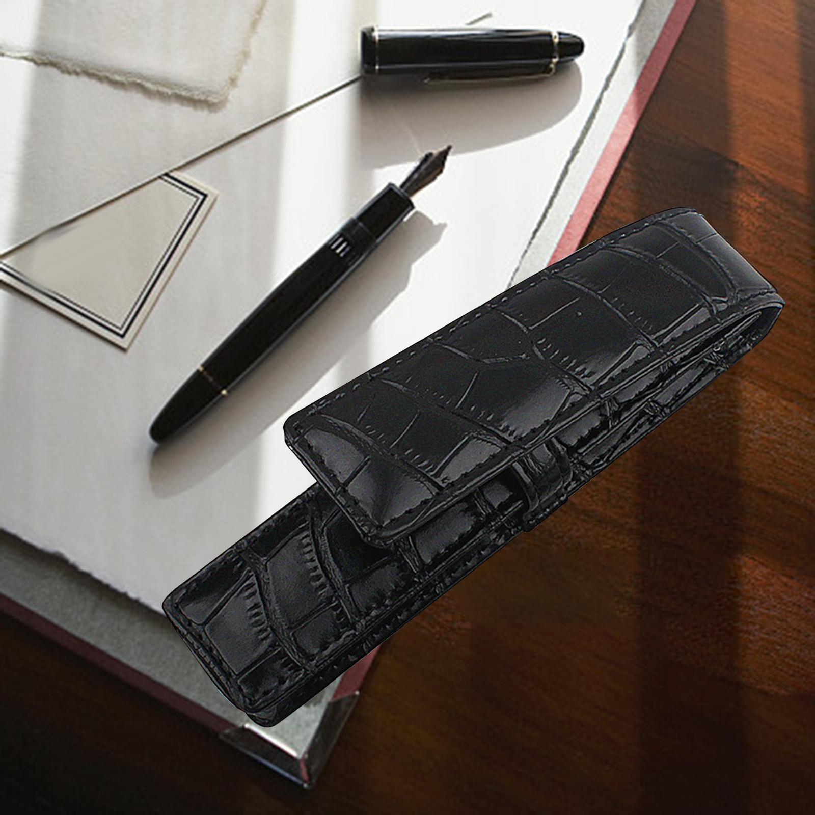 PU Leather Pencil Case Pens Holder Organizer Pouch Retro Style Pen Bag for Businessmen, Students, Adults, Home, School