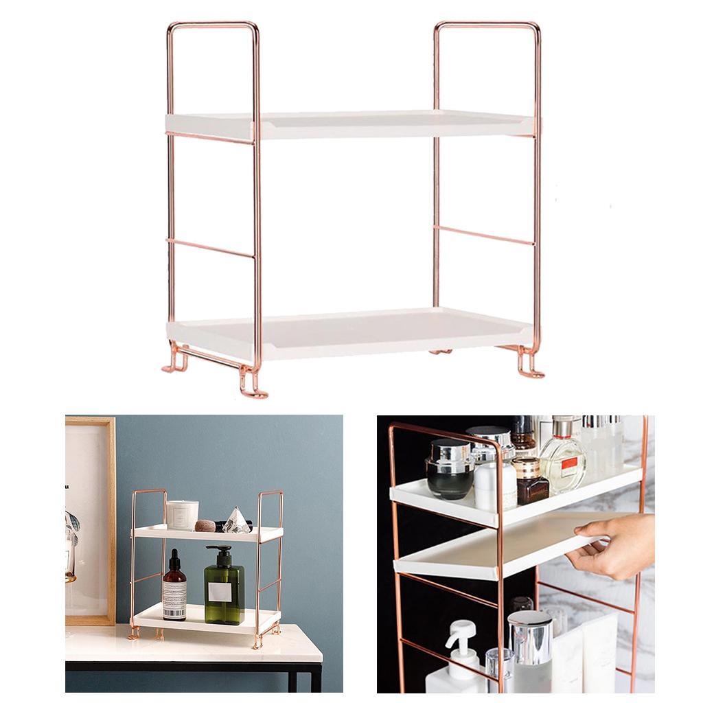 2 Tier Kitchen Spice Shelf Rack Storage Organizer Seasoning Bottle Stand Golden
