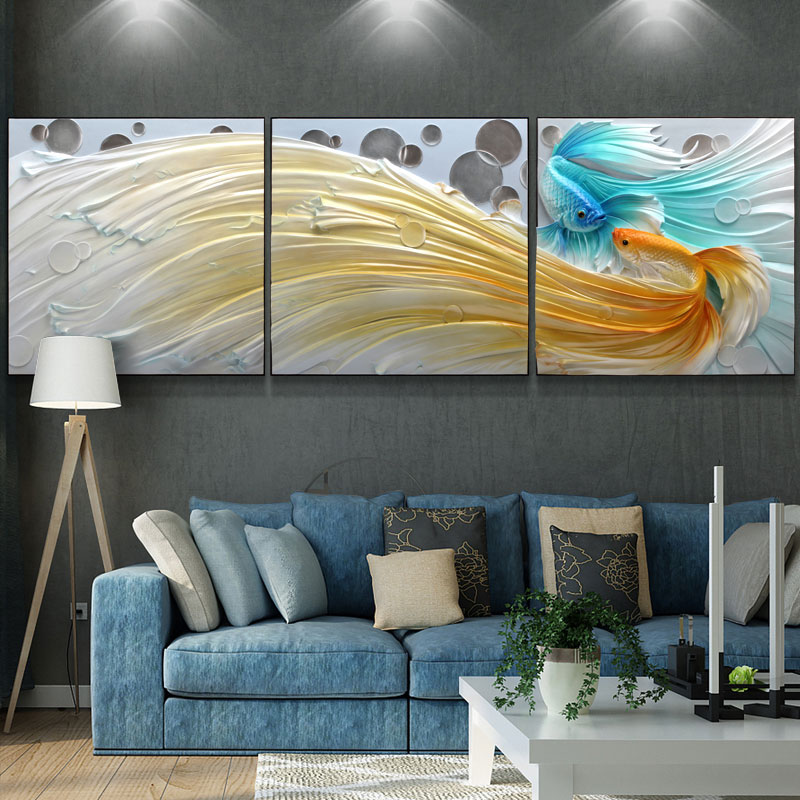 Tranh Phù Điêu Đất Sét Trắng - Xiêm Đá Phát Tài 70X70cm