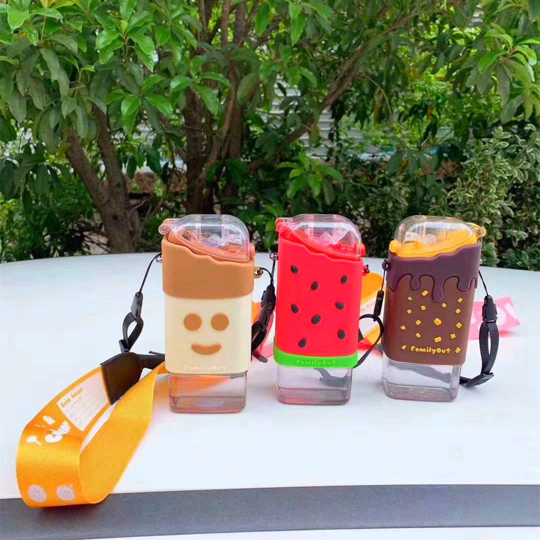 Thân thiện với môi trường Trẻ Em Uống Hoạt Hình Chai Nước KHÔNG CHỨA BPA Tritan Ống Hút Trẻ Em Bình Sữa Trẻ Em Ấm Siêu Di Động Thể Thao Bình