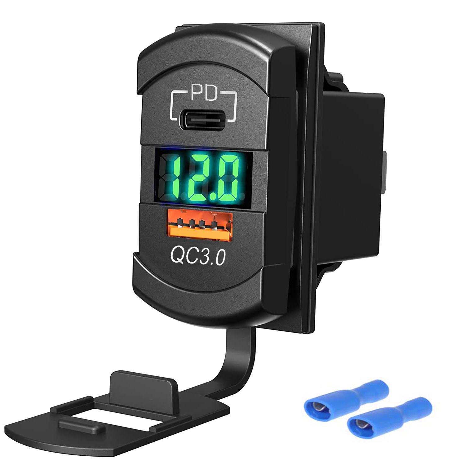 Giao hàng nhanh xe mới RV du thuyền đổi loại tàu loại công tắc USB kép màn hình hiển thị kỹ thuật số sạc nhanh PD3.0 sạc xe hơi