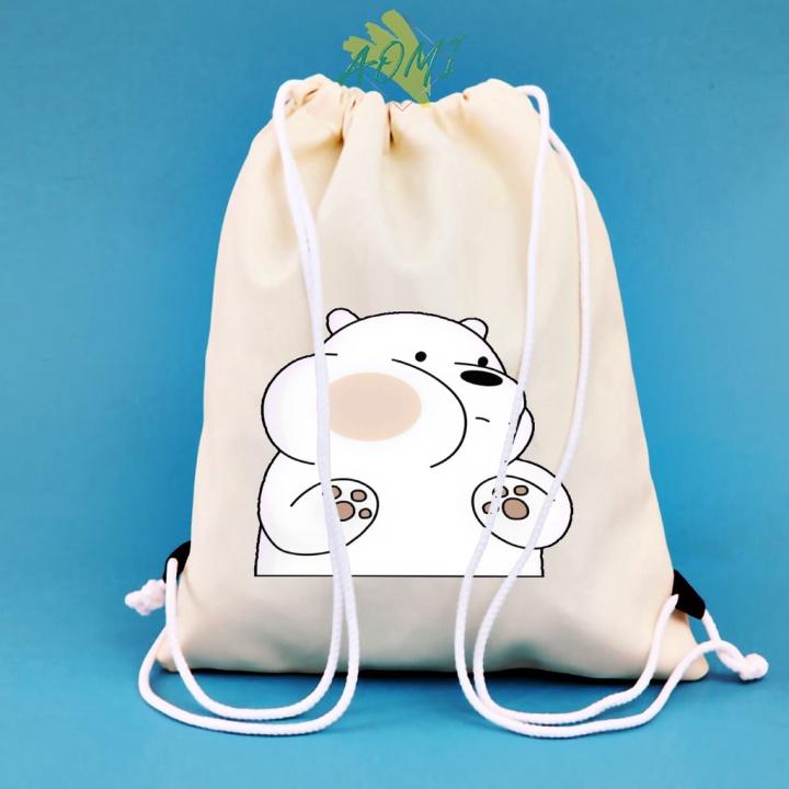 BALO MINI GẤU TRÀ SỮA AOMIVN DÂY RÚT NHỎ XINH UNISEX CHẤT CANVAS THỜI TRANG CUTE XINH ĐẸP TIỆN ÍCH