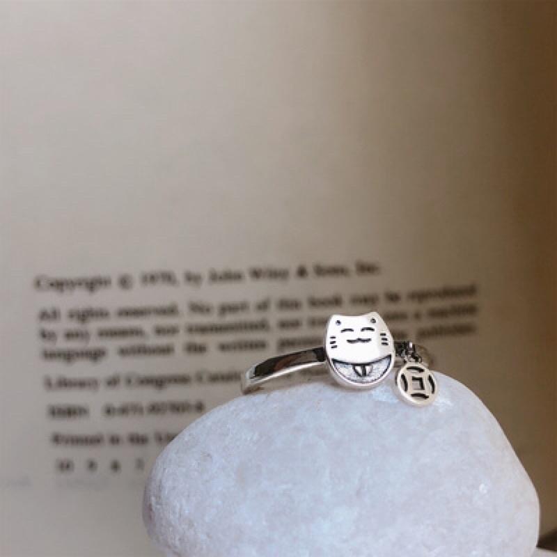 Nhẫn bạc mèo thần tài