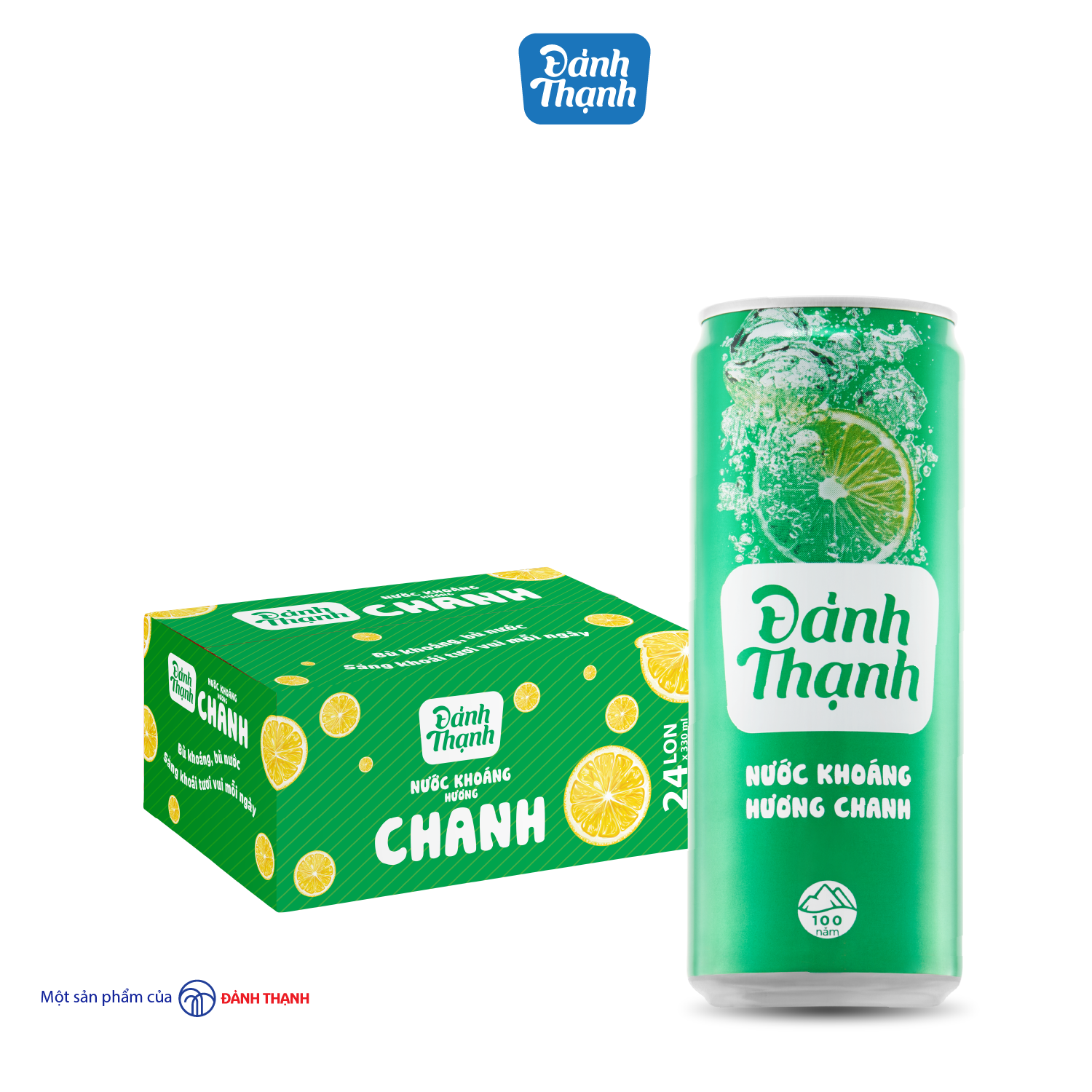 Thùng 24 Lon Nước Khoáng Thiên Nhiên Có Ga Đảnh Thạnh Khoáng Chanh 330ml