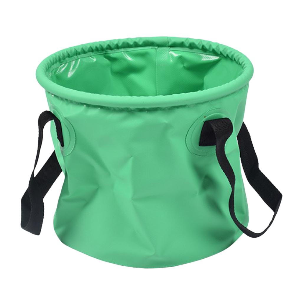 Outdoor Collapsible Water Bucket Carrier Leakproof Folding Pail Green 10L