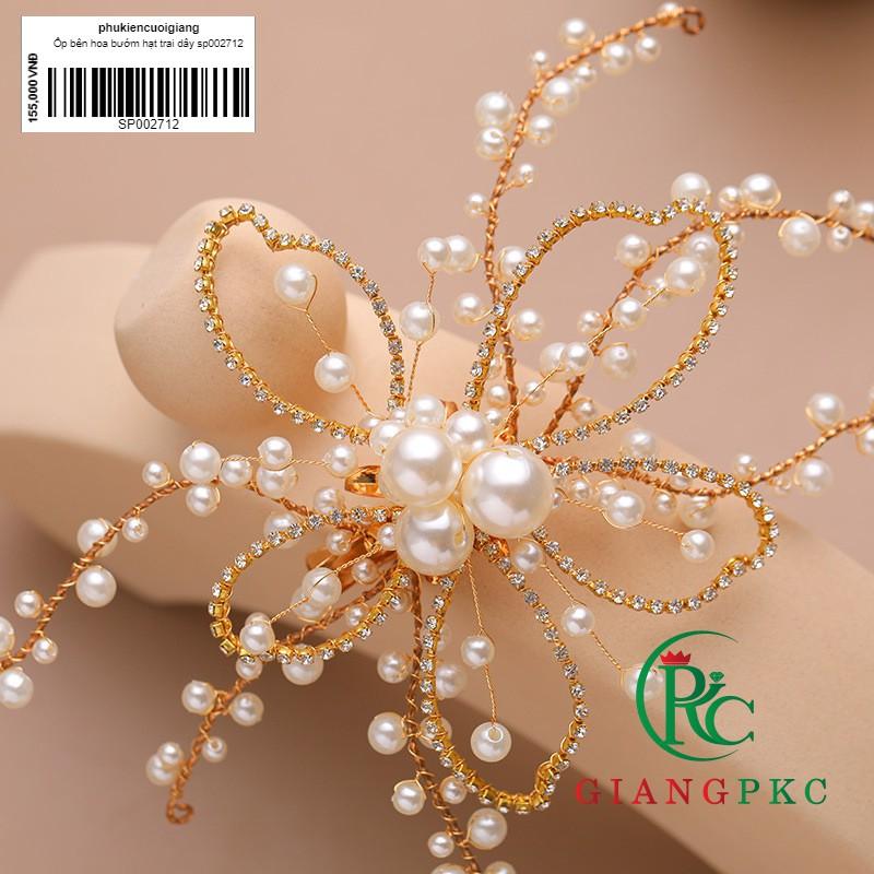 Ốp bên cài tóc hoa bướm hạt trai dây giangpkc sp002712