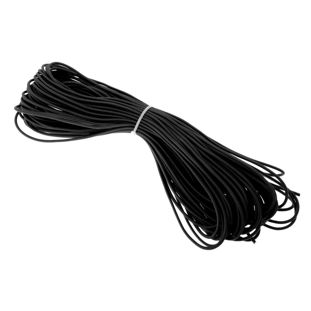 3mm Elastic Round Bungee Rope Shock Cord Tie Down Boats Trailers 30m Black