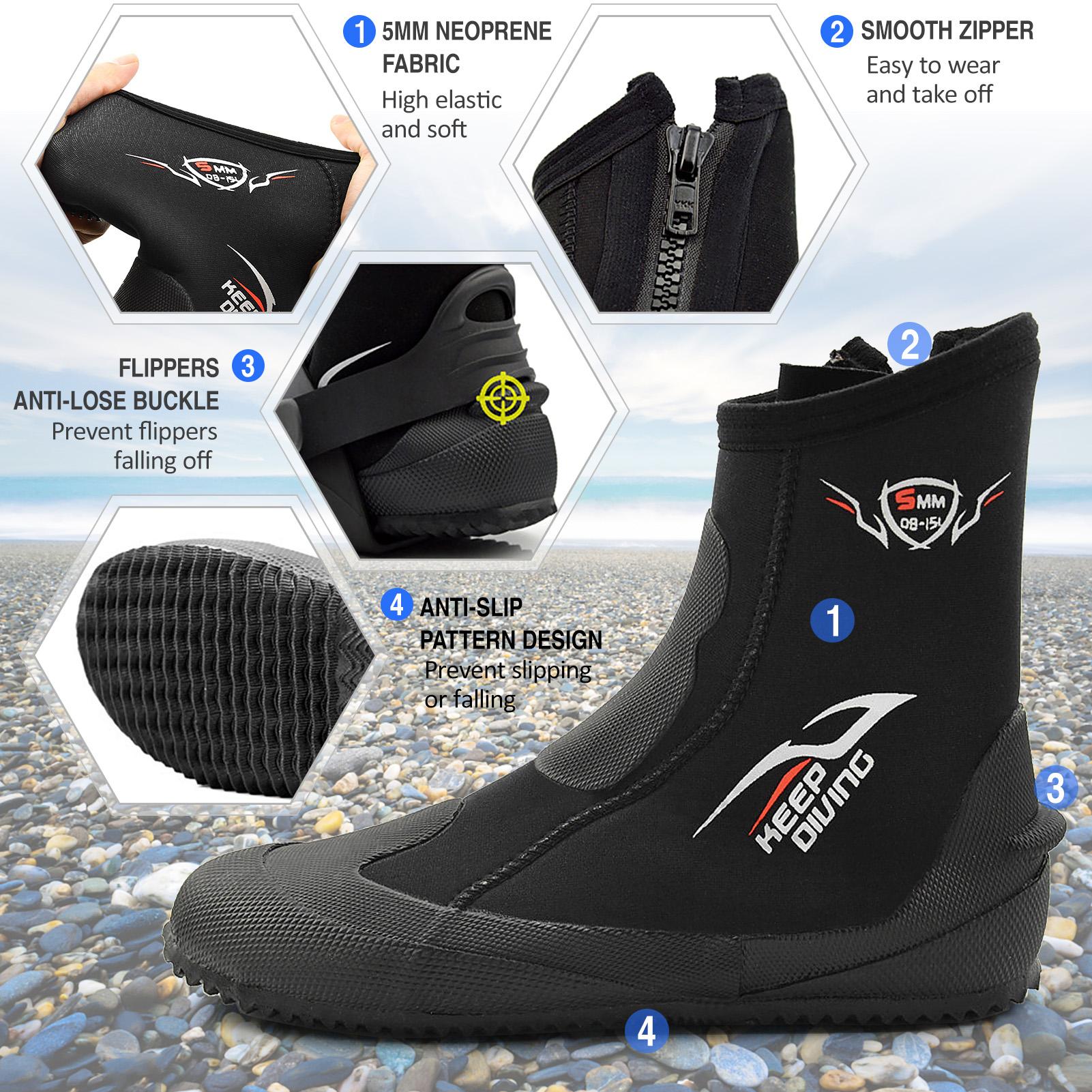 Giày lặn 5mm Neoprene chống trượt, giữ ấm cao cấp