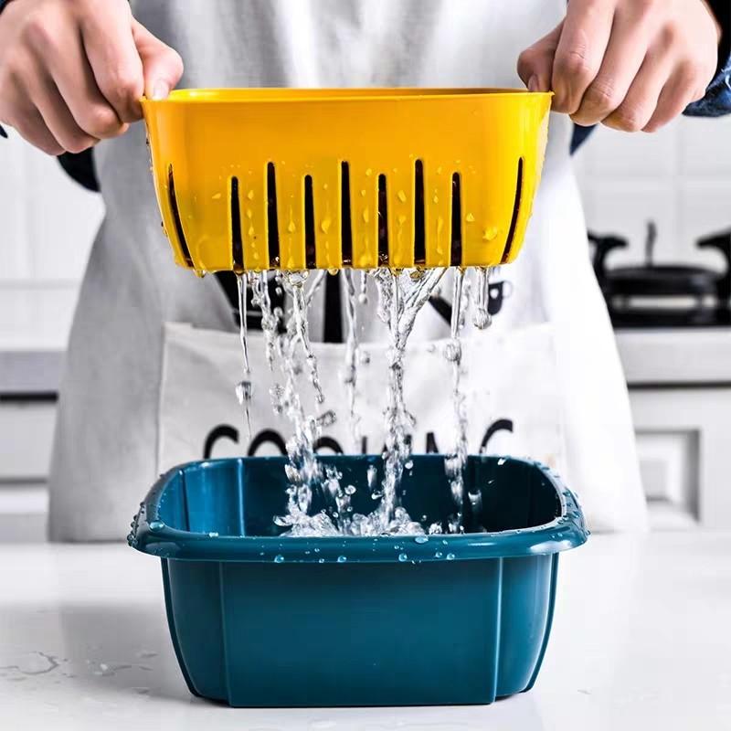 Bộ rổ chậu vuông, có nắp đậy tiện lợi