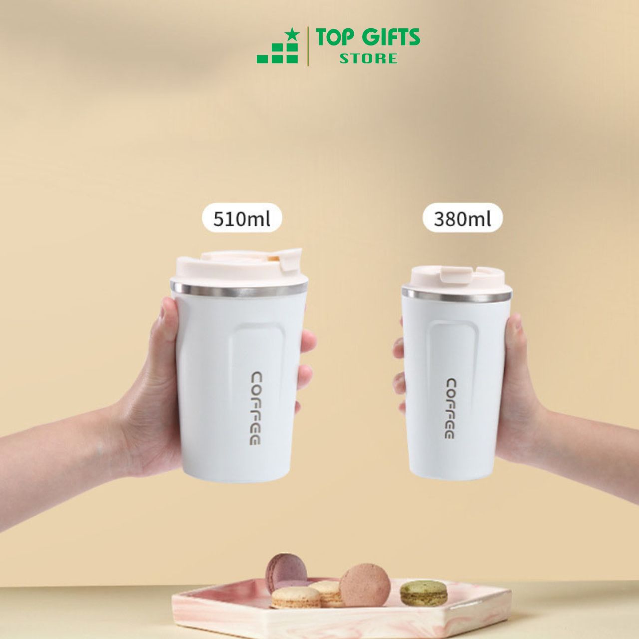 Cốc giữ nhiệt COFFEE khắc tên L5026 - 5 màu dung tích 380ml-510ml