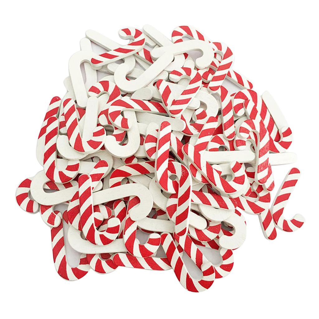 100pcs Christmas Candy Cane Wooden Plaque for Kids DIY Craft