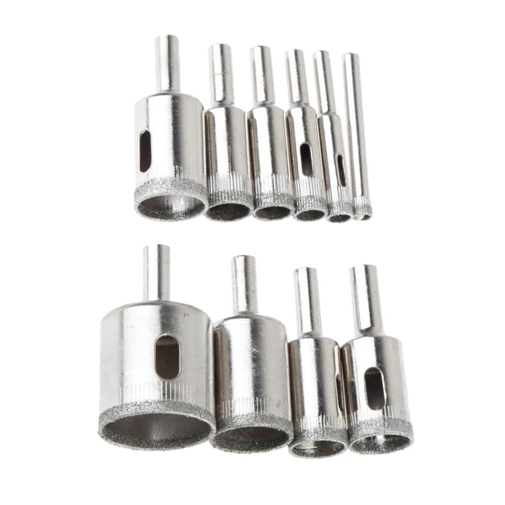 10 Chiếc Kim Cương Lỗ Cưa Bộ Mũi Khoan/Đá Cẩm Thạch Kính Cường Lực Cắt 6-32 Mm, hiệu Quả