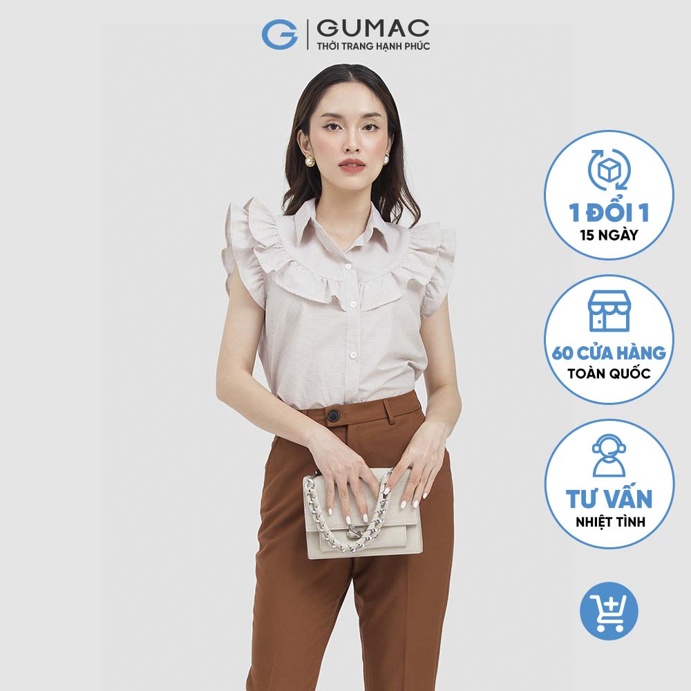 Áo sơ mi nữ GUMAC AC06058 tay ngắn kiểu phối bèo